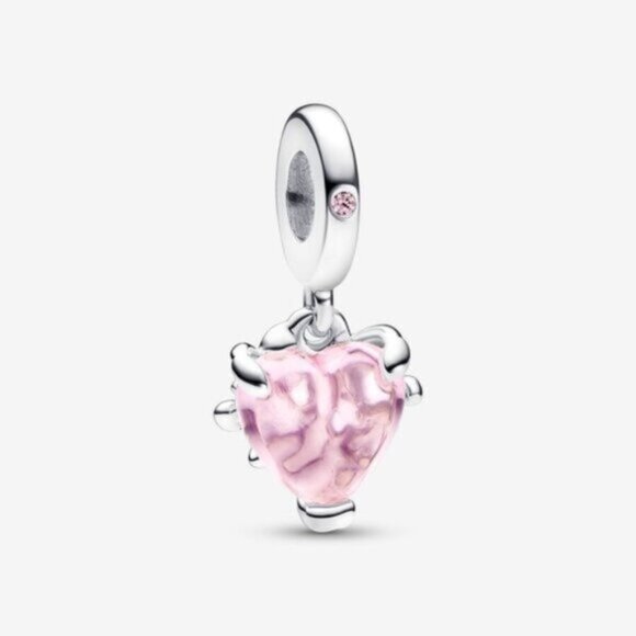 Pandora Pink Family Tree & Heart Dangle Charm - Picture 1 of 5